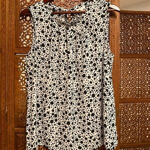 🚺 C Label white sleeveless top with black polka dots